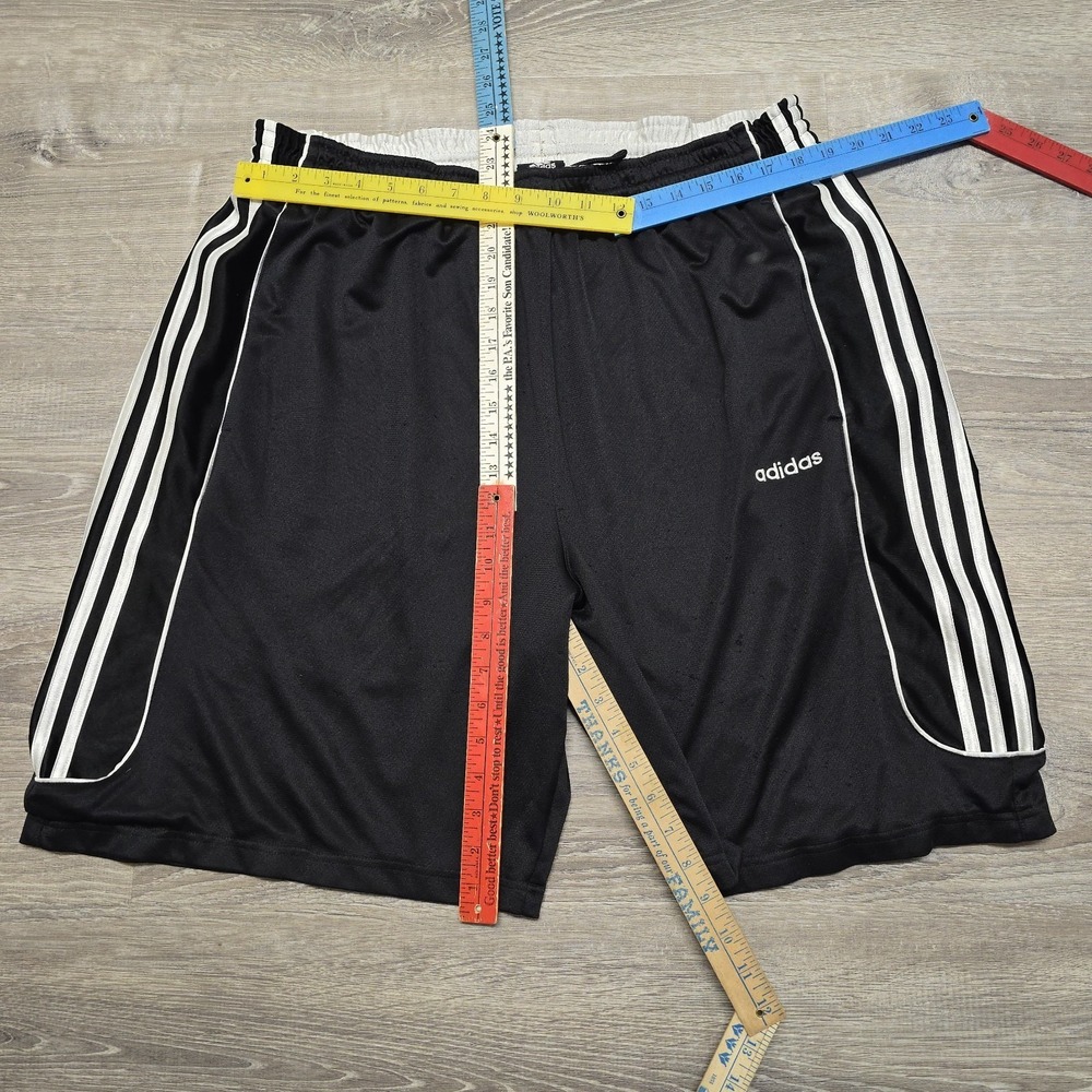 Vintage Adidas‎ Shorts Mens XL Basketball Y2K 3 Stripe Dazzle Silky Shiny Baggy - Picture 9 of 11